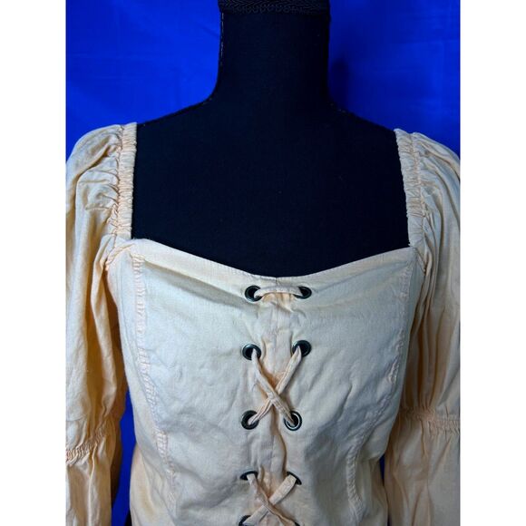 Womens Sherbet Corset Long Sleeve Top Sz M Peasant Milkmaid Ren Faire Lace Up - Picture 7 of 11